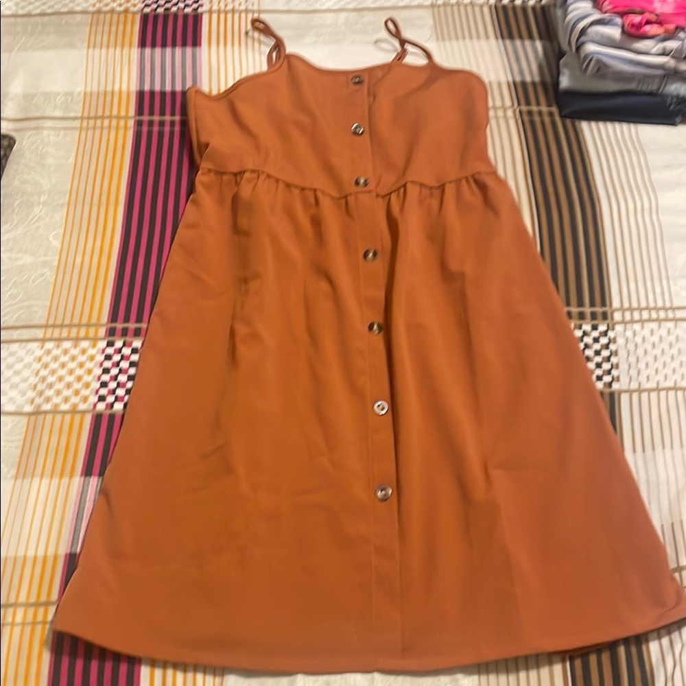 Elegant Orange Button-Down Dress